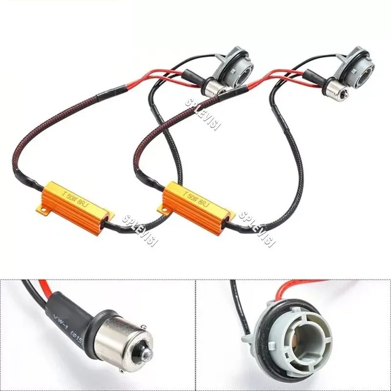 2x 1156 BA15S 7506 50W 6ohm Load Resistor Canbus Fix LED Bulbs Turn Signal Hyper Flashing Anti Flicker Error Code Error Free