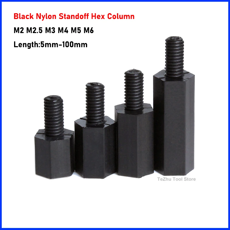 

M2-M6 Black Nylon Standoff Hex Column Support PCB Pillar Motherboard Standoffs Stud Plastic Male Female Spacer