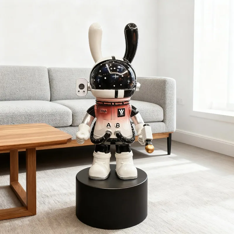 Modern Home Decor Space Rabbit Sculpture Large Piggy Bank Living Room Floor Ornaments Painted Resin Crafts Animal Figurine Model