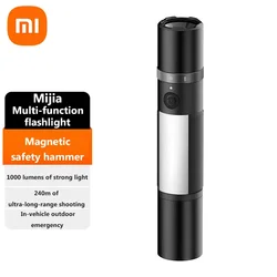 Xiaomi Mijia Multi-functional LED Flashlight 3100mAh Zoomable Ultra Bright Emergency Light Window Breaker Safety Belt Cutter Car