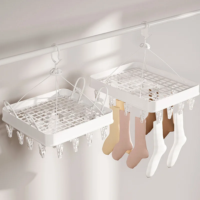 Plastic Circular Multifunctional Clothes Rack, Sock Clip, Folding Clothes , Underwear Rack, Drying Rack, Home