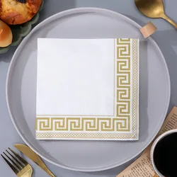 20Pcs/pack Disposable Gold Silver Edge Printed Napkins Hotels Restaurants Dining Tissues DIY Party Decoration Supplies