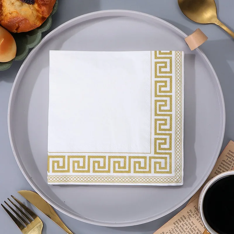20 sztuk / opakowanie Jednorazowe serwetki z nadrukiem w kolorze złotym i srebrnym Hotele Restauracje Chusteczki do jadalni DIY Materiały do dekoracji imprez
