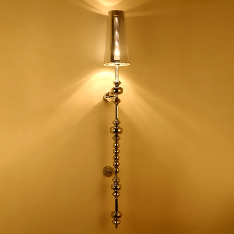 Modern luxury corridor wall lamp Nordic gold silver long wall sconce Villa hotel living room background room home decoration