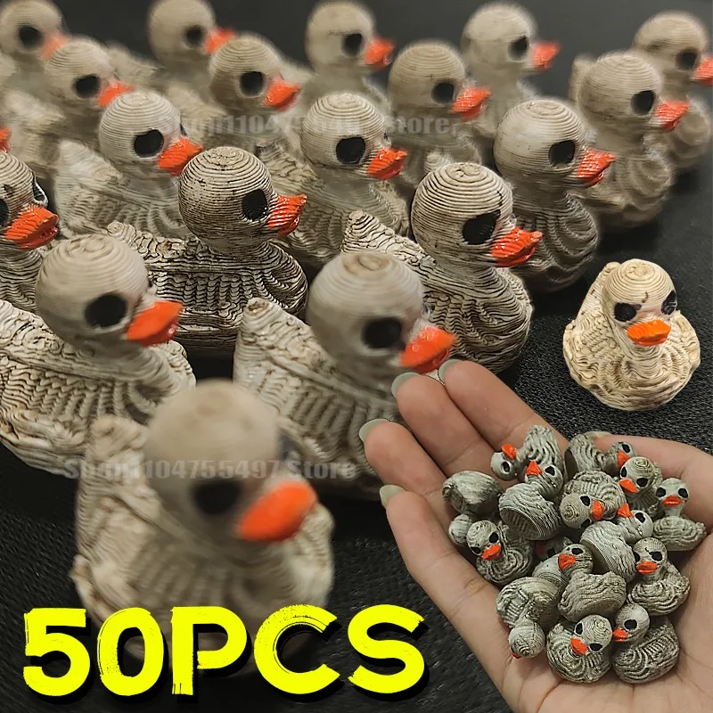Skeleton Duck Figurines Tiny Ducks 5/50PCS Mini Resin Ducks Halloween Decor Hide Seek Scene Graveyard Garden Potted Party Crafts