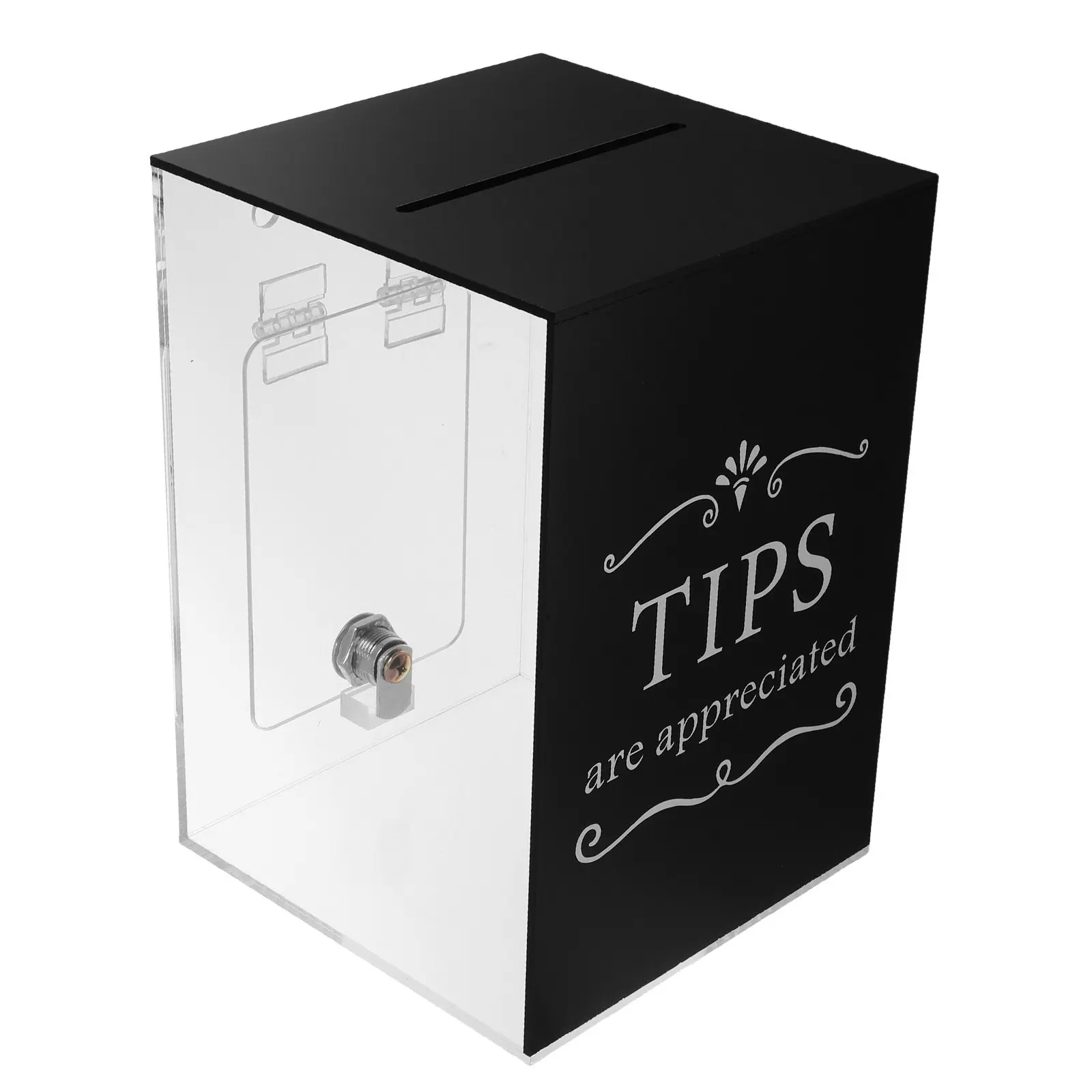 Acrylic Tip Box Transparent Money Storage Container Secure Lock Slot for Bars Restaurants Donation Suggestion Collection