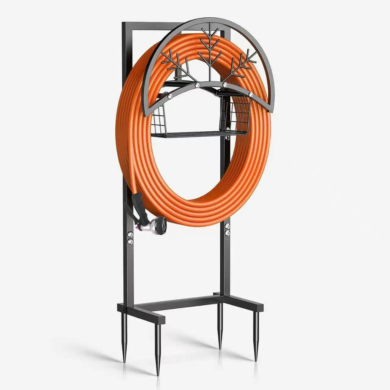 thickened wrought iron garden hose rack, non-punching floor-to-ceiling water pipe storage rack, outdoor gardening