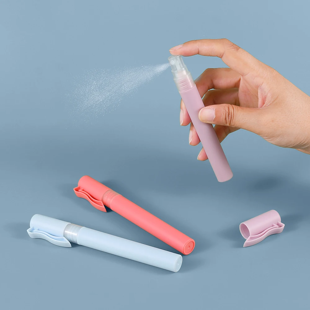 3pcs 10ml/0.3oz Spray Bottles for Perfume, Travel, Cosmetic Frosted empty refillable colored Plastic Pen Shape with 3 Funnels