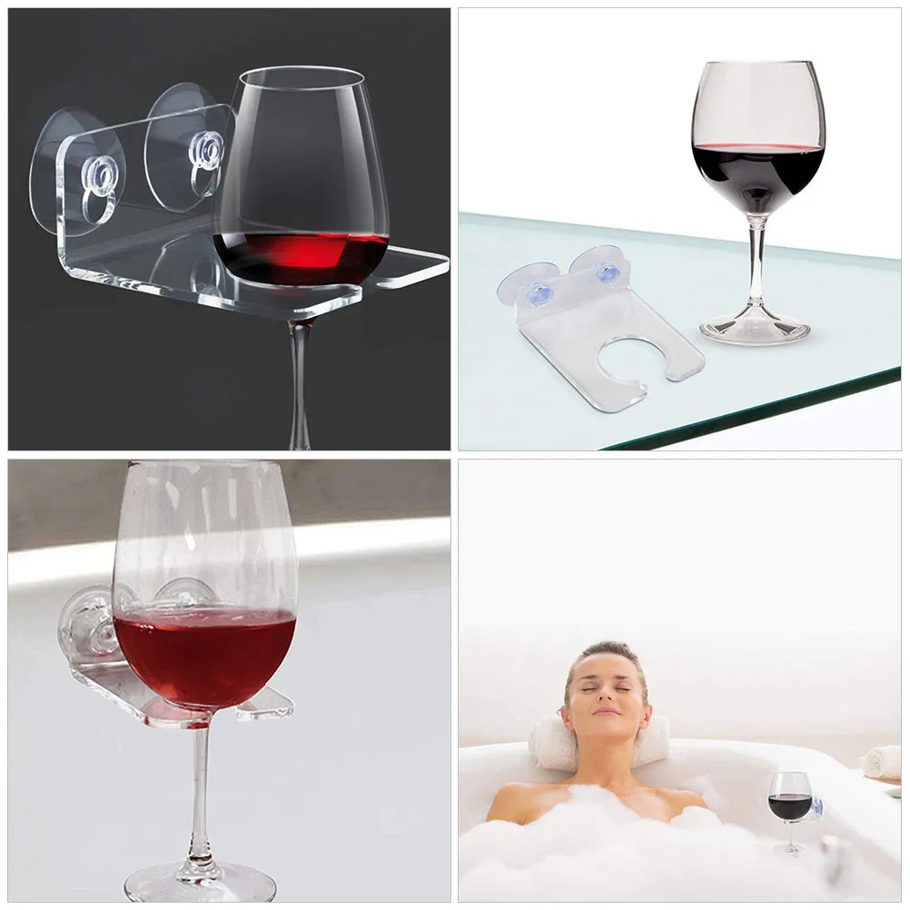 

Acrylic Transparent Wine Cup Holder Shower Rack Bathroom Decor Easy Installation Bathtub Wine Glass Storage