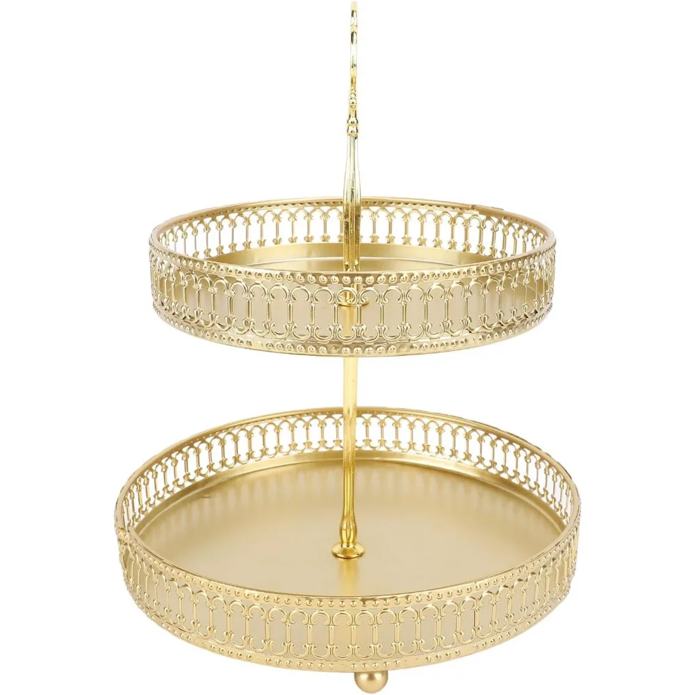 Vassoio a più livelli - Supporto da portata in metallo a 2 livelli per frutta, dessert e snack - Montaggio facile, display di grande capacità per feste ed eventi