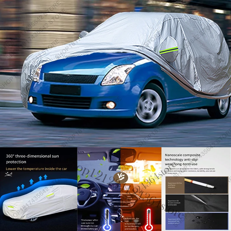 Full Car Cover Compatible with Suzuki Swift 2004-2010 All-Weather Sun Rain UV Dust Proof Rain Outdoor Indoor Protect