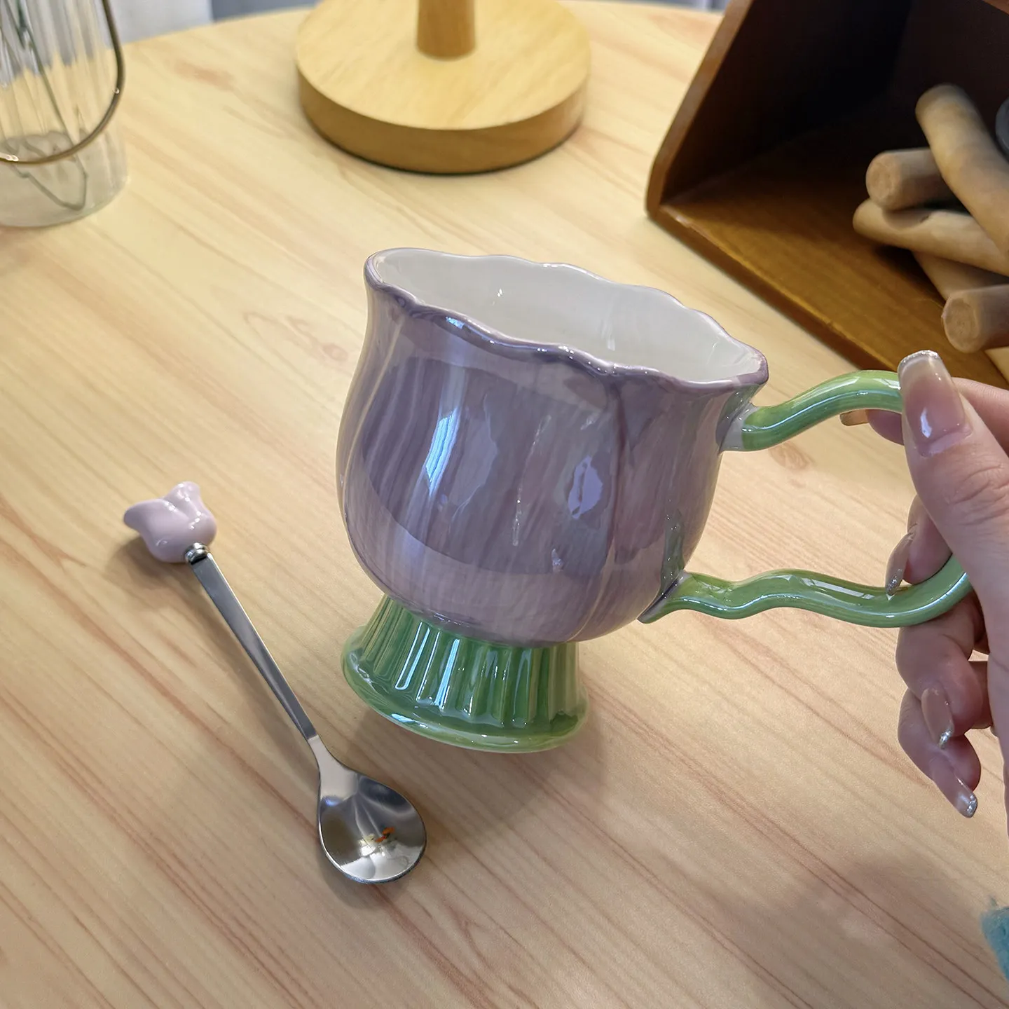 410ml Ceramic Cup Mugs Creative Niche Design High Aesthetic Splicing Color Water Mug Companion Girls Mothers Day Birthday Gifts