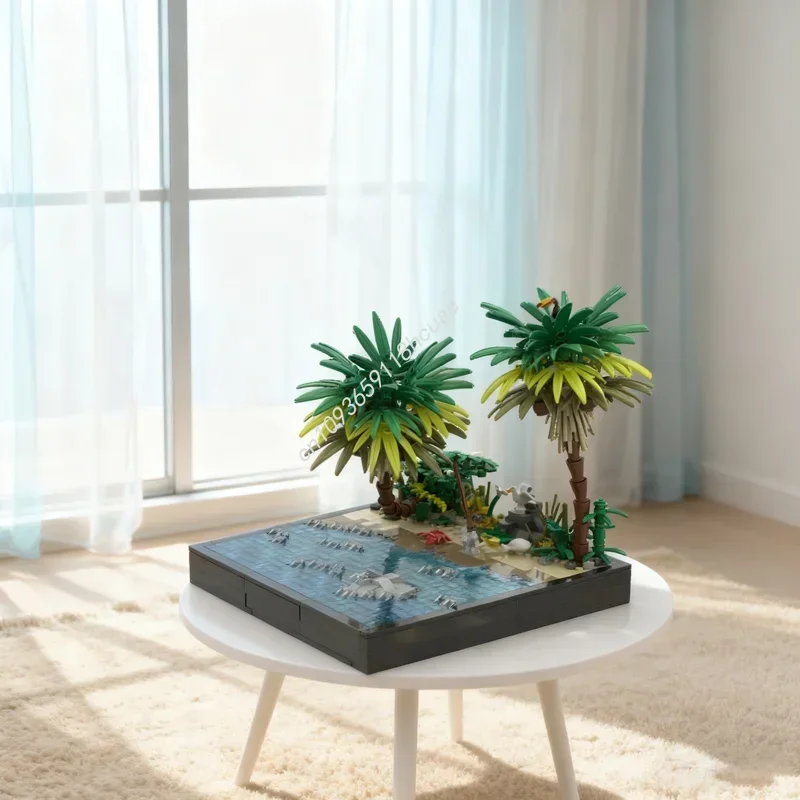 634pcs MOC Tropical Shore Left Extension 1 Model Building Blocks Architecture Assembly DIY Creative Idea Display Brick Gift Home