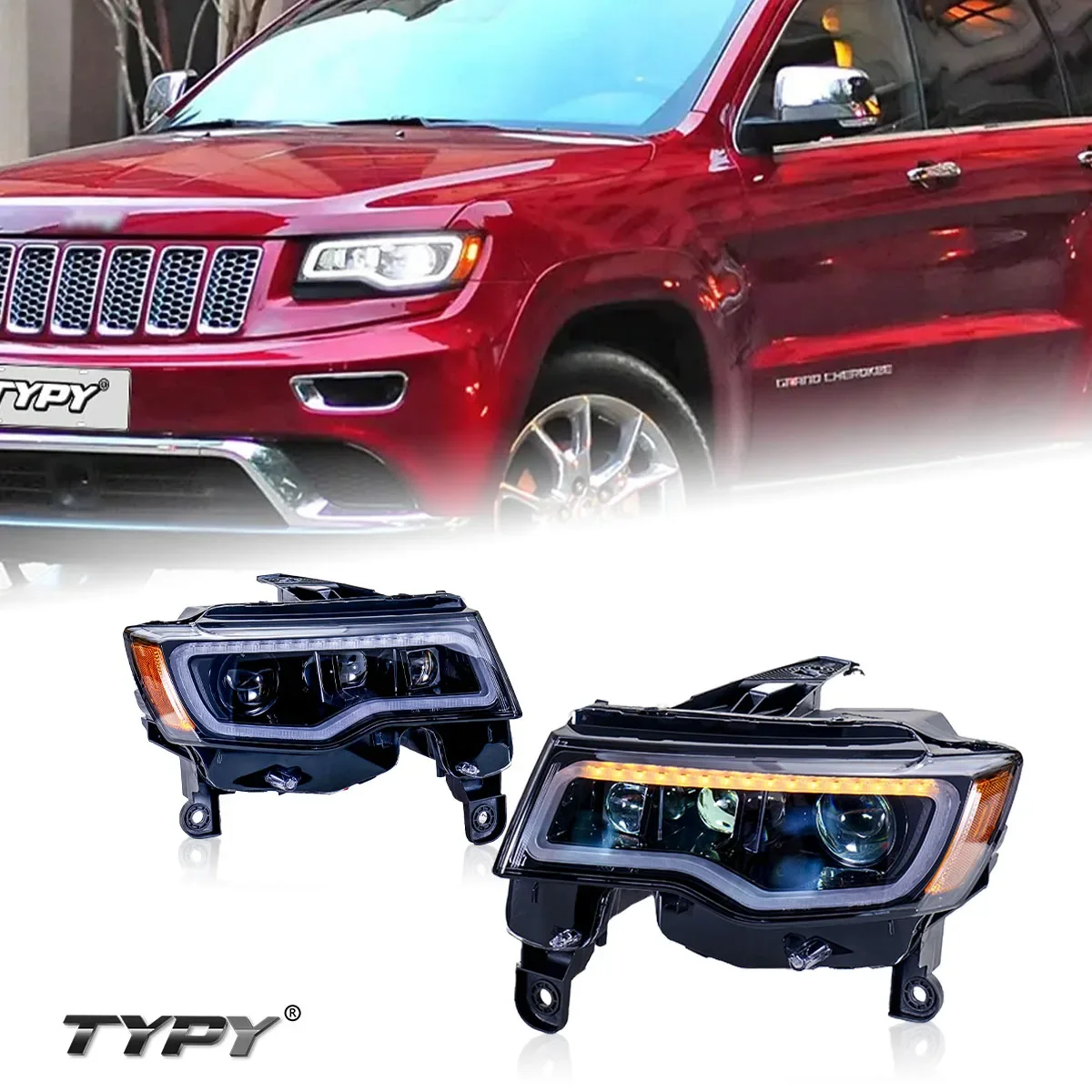 

Оригинальная оптовая цена, автомобильная фара в сборе TYPY для Jeep Grand Cherokee 2014-2021, обновленная Модифицированная светодиодная фара