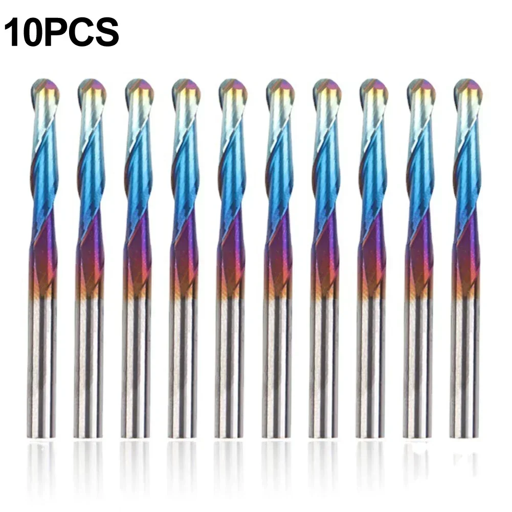 

10Pcs Coat End Mill CNC Router Bits 1/8in Shank Spiral Upcut For Nylon/resin/ABS/PVC/MDF/hardwood Cutting Carving Milling