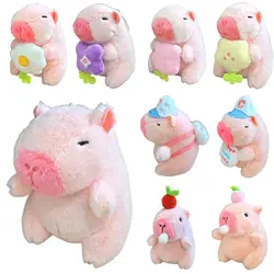 Pink Plush Capybara Keychain Bag Decoration Cartoon Capybara Pendant Stuffed Animals Fluffty Animal Doll Accessories