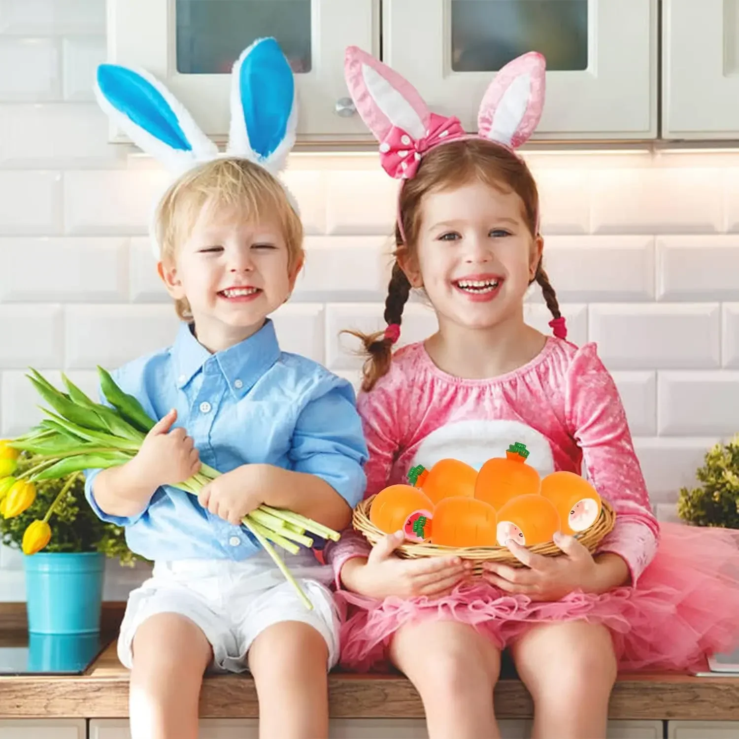 Easter Carrot Rabbit Fidget Toys Rabbit Squeeze Ball for Kids Relieve Stress Up Toy for Easter Basket Stuffers Easter Decor