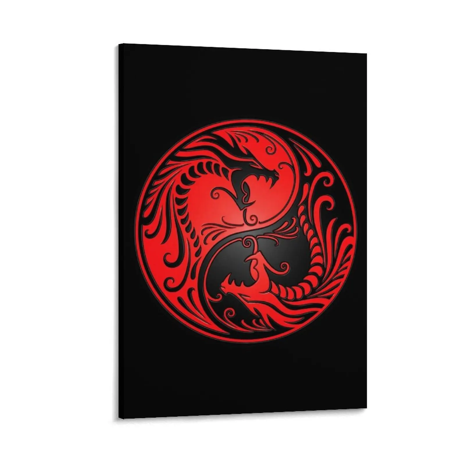 Yin Yang Dragons Red and Black Canvas Painting decorative wall canvases anime anime figure posters for room