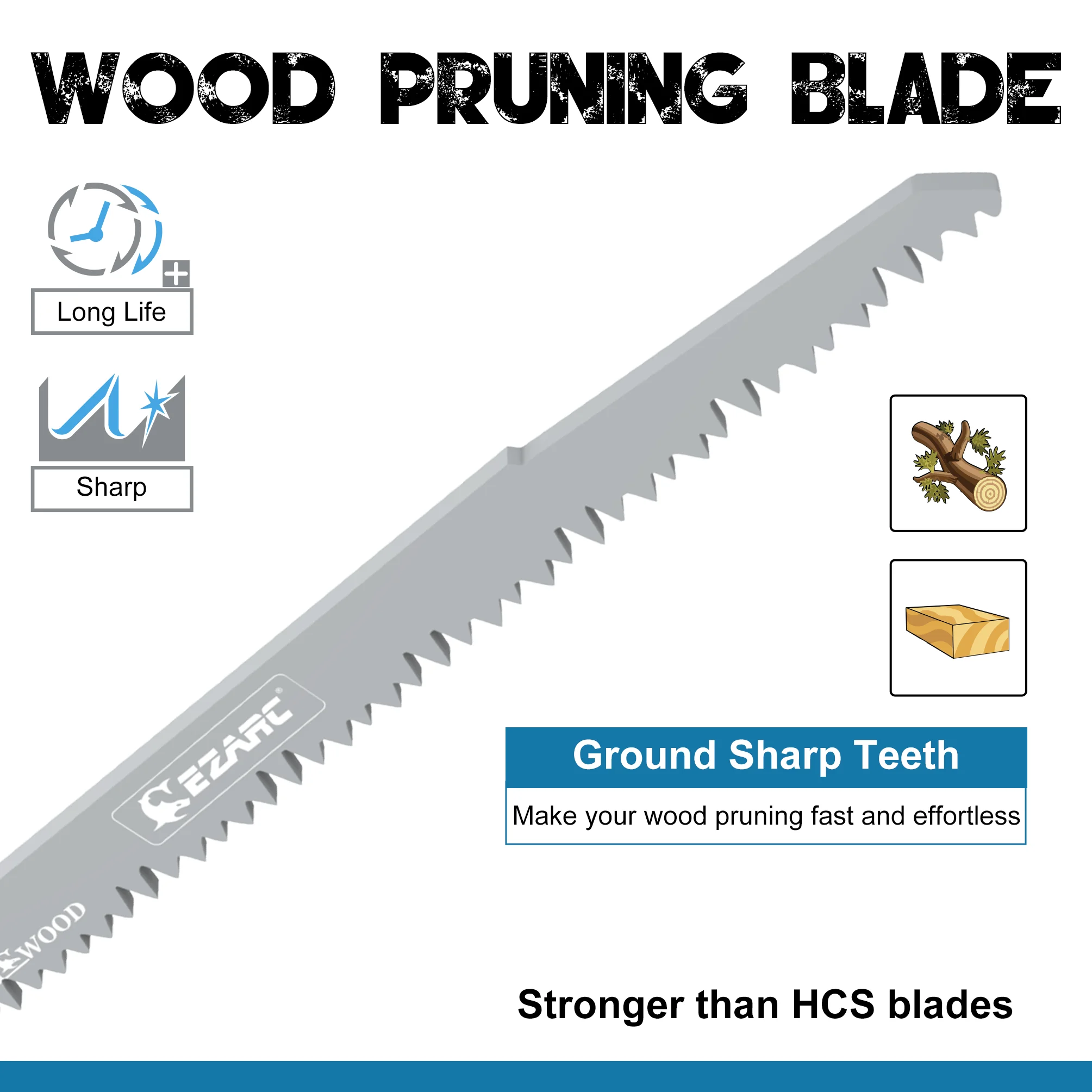 EZARC 10pcs 9inch Wood Pruning Reciprocating Saw Blades, 225mm 5TPI Recip Saw Blades for Wood, Plastic, Cr-V Ground Sharp Teeth