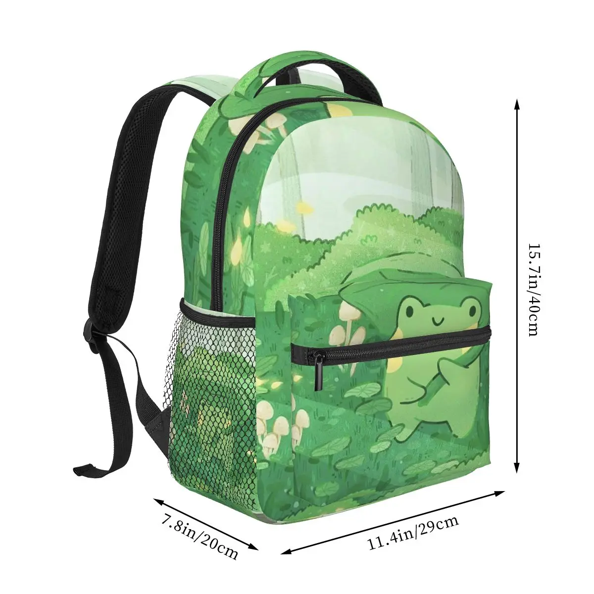Cute Frog Under Leaf Rain Design Student Backpack School Bag Hiking Travel Daypack for Men Women Fashion Bookbag Shoulder Bags