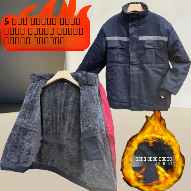 

Thiened Cotton Padded Jaet Winter Warm Workwear ort Sle Stand Collar Busin Gentleman Sle Multi-ket Wear-Resis...