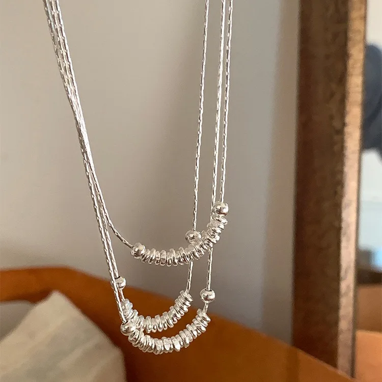 925 Sterling Silver Necklace For Women Adjustable Small Beads Adjustable Necklace O-Chain Choker Necklaces Birthday Gift Chocker