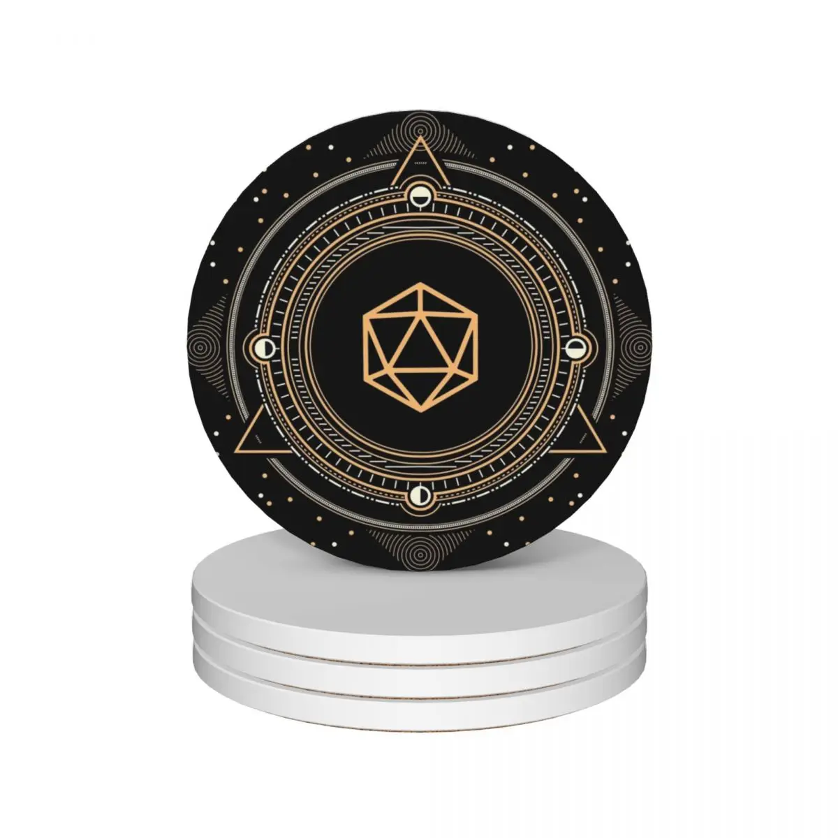 

Polyhedral D20 Dice Sacred Symbol of the Sorcerer Ceramic Coasters (Set of 4) cute set customized for cups set Coasters