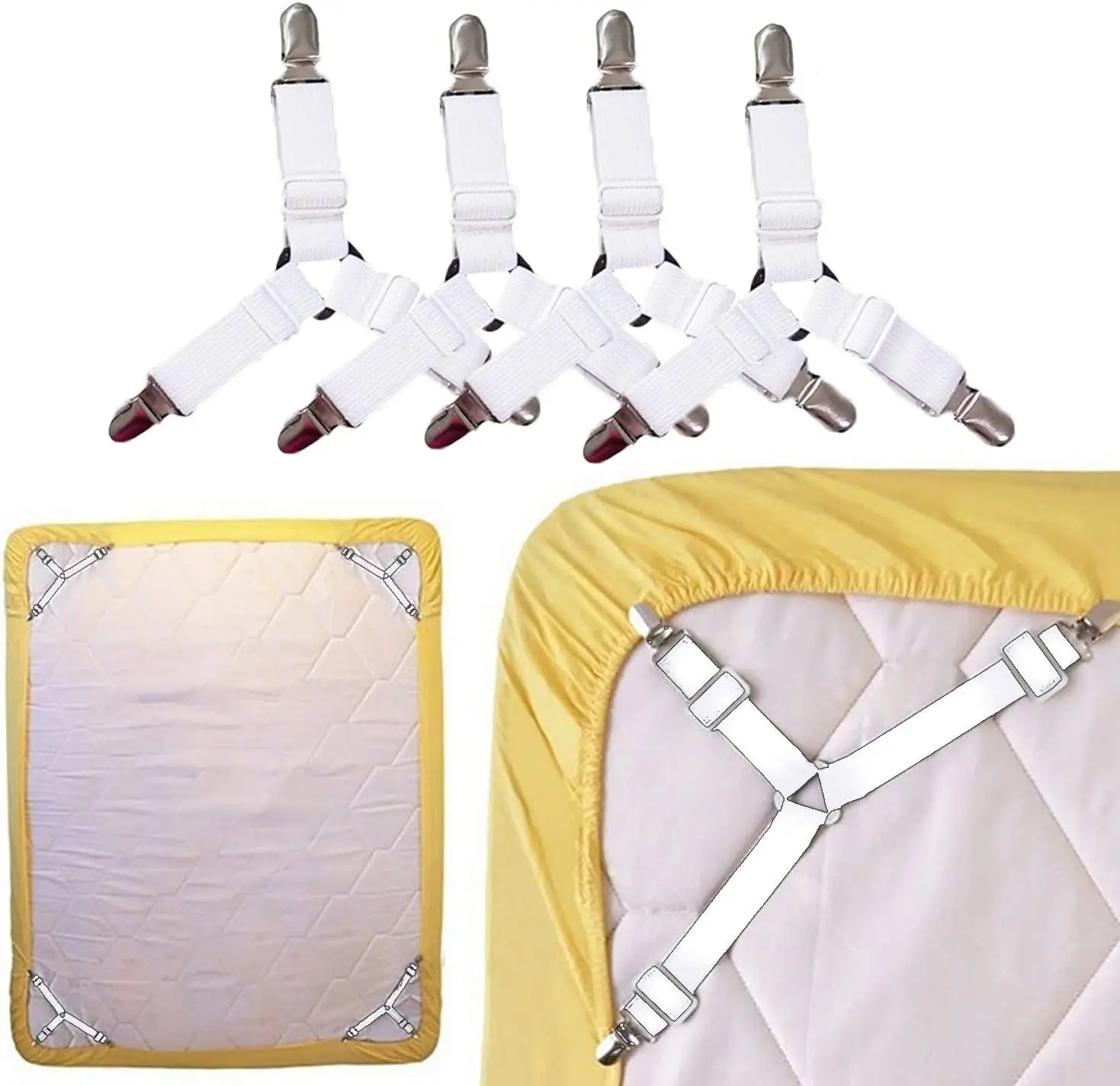 2026 Adjustable Elastic Bed Sheet Holder Straps Clip Fasteners Non Slip Mattress Gripper for Home Bedroom Hotel Dormitory Use