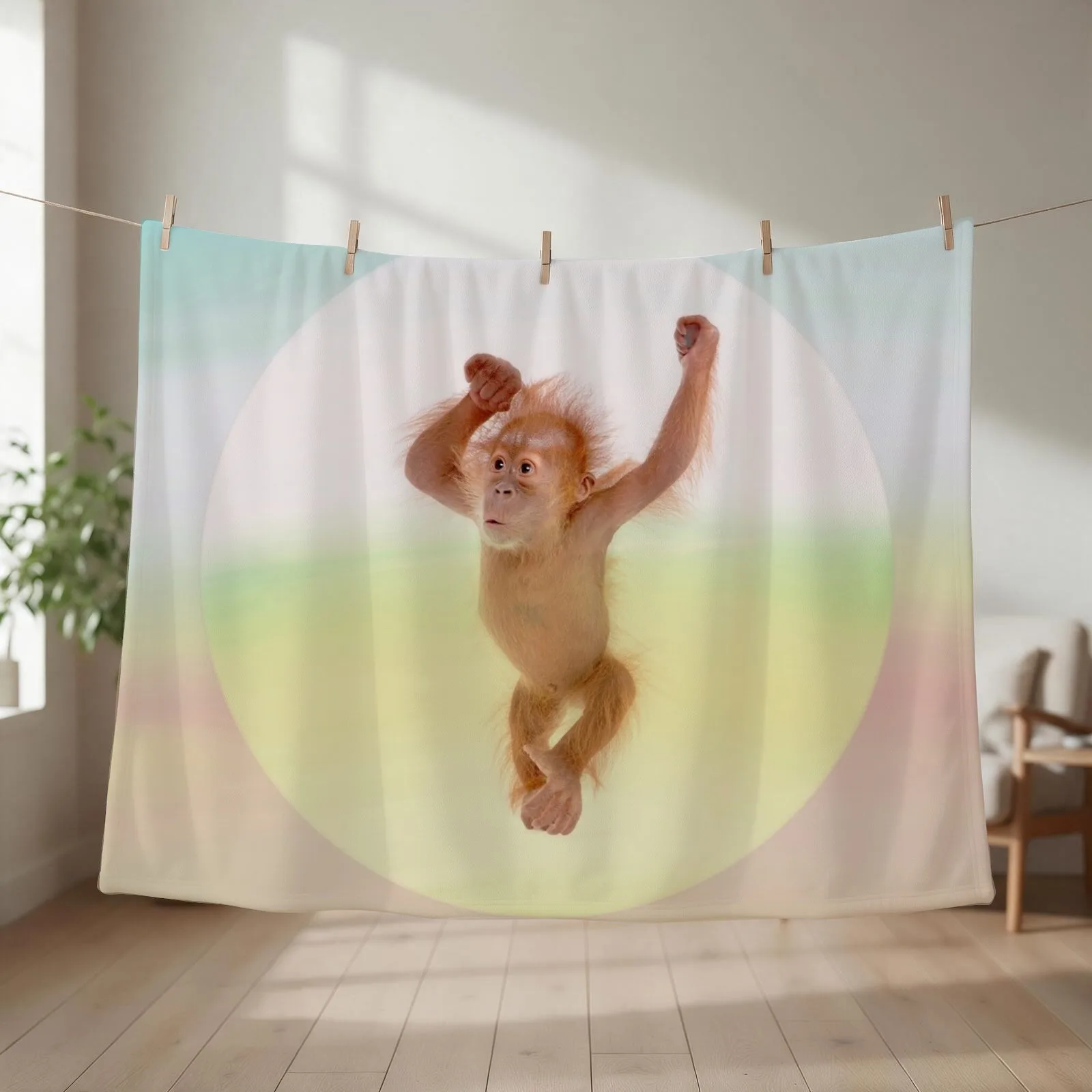 Save Orangutan Throw Blanket couch cozy soft plush fuzzy picnic outdoor blanket