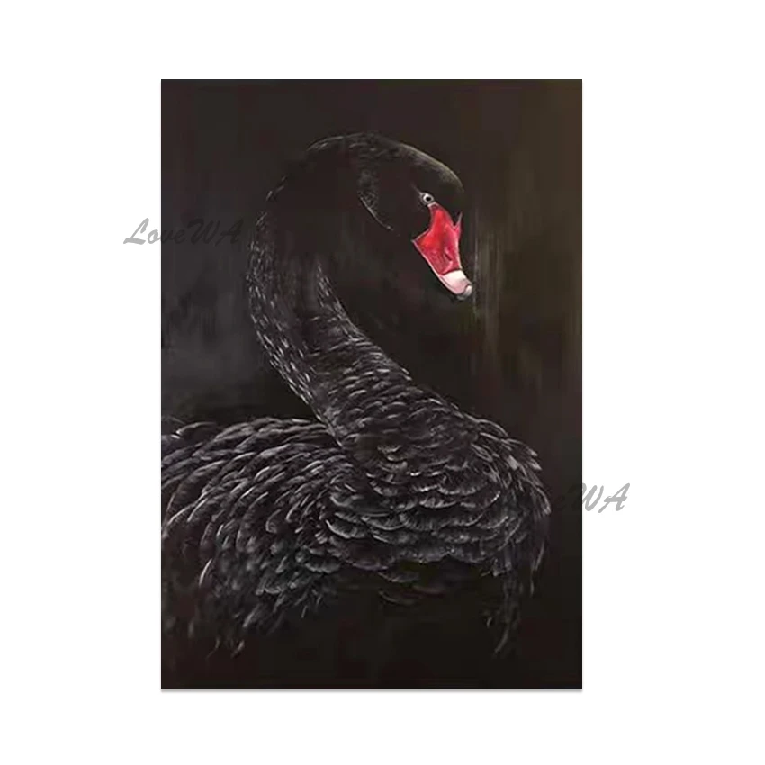 

Ручная роспись, современная картина маслом с изображением благородного черного лебедя, высокое качество, импортный домашний декор, настенные панно, холст, без рамки