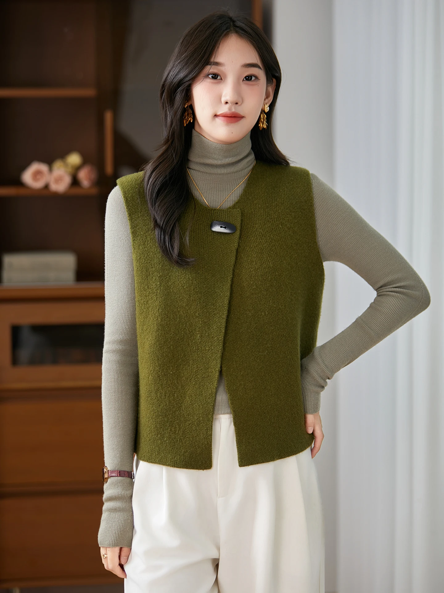 

Новая мода осень-зима женский свитер жилет элегантный женский 100% мериносовая шерсть вязаный кардиган женская одежда без рукавов топы