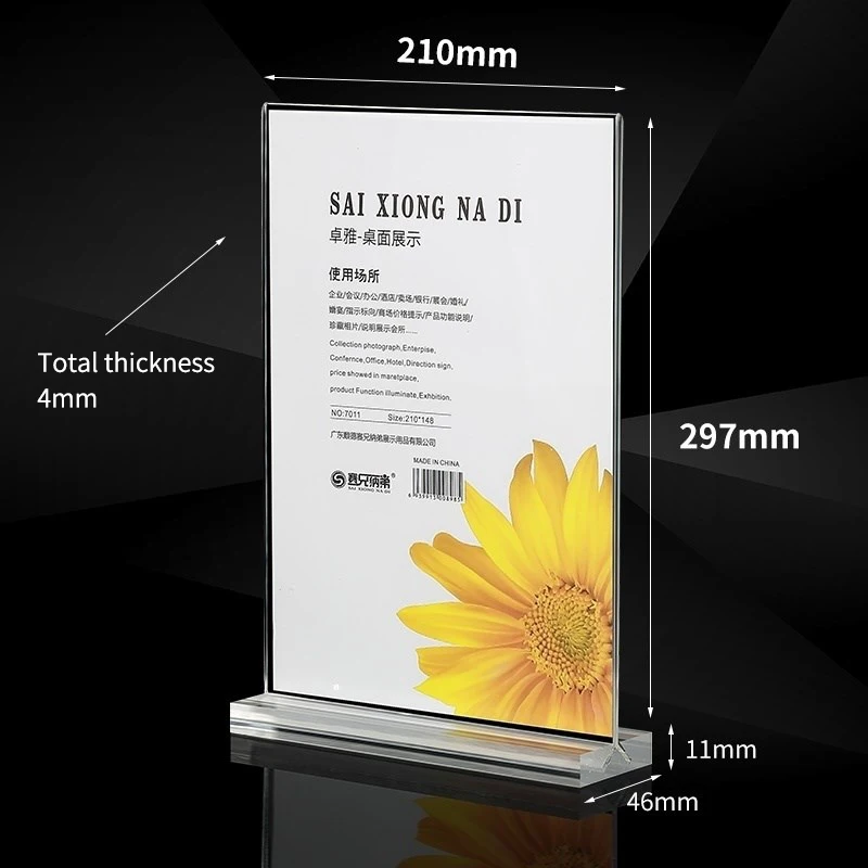 Acrylic Table A4/A5/A6 Paper Holder Showing Acrylic T-type Strong Table Signboard Double-sided Table Sign Display Card Rack