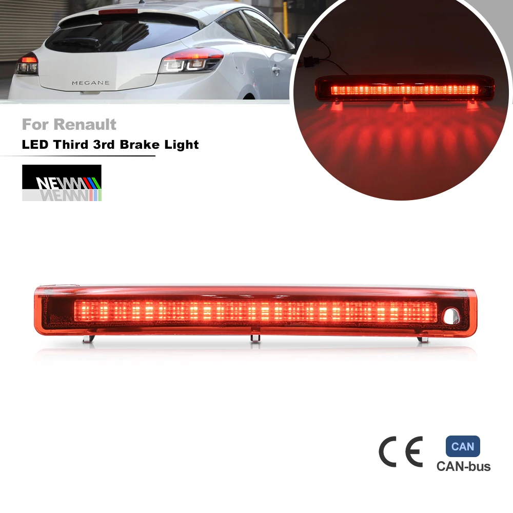 

1x Red High Mount Stop Light Fit for Renault Megane MK3 Hatchback 2008-2016, Canbus Error Free 3rd Brake Lamp, Rear Brake Lights