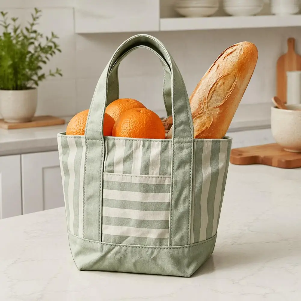 Striped Canvas Tote Bag, Stylish Reusable Durable Canvas Bag, Shoulder Bag for Shopping Picnic Commuting Large Capacity Tote