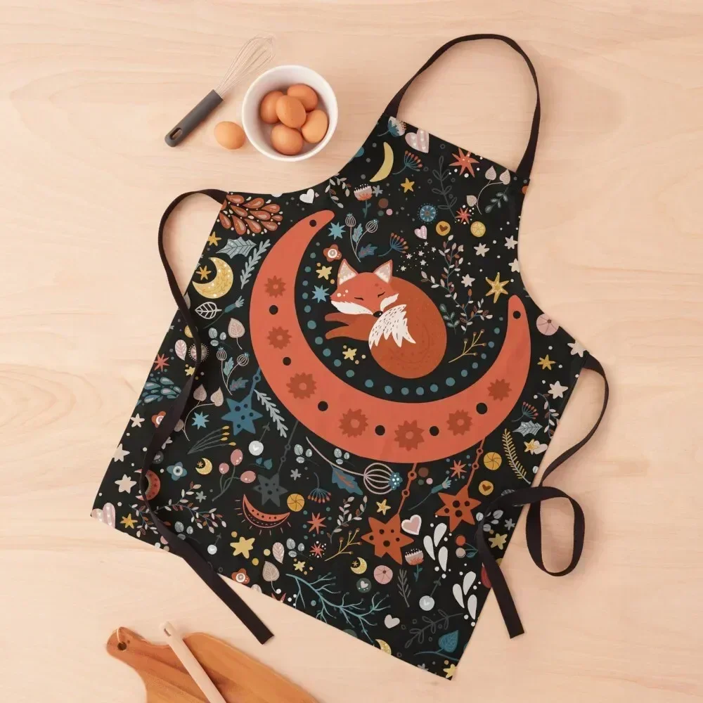

Night fox Apron Kitchen Women For Women man chef uniform Smock for hairdressing Apron