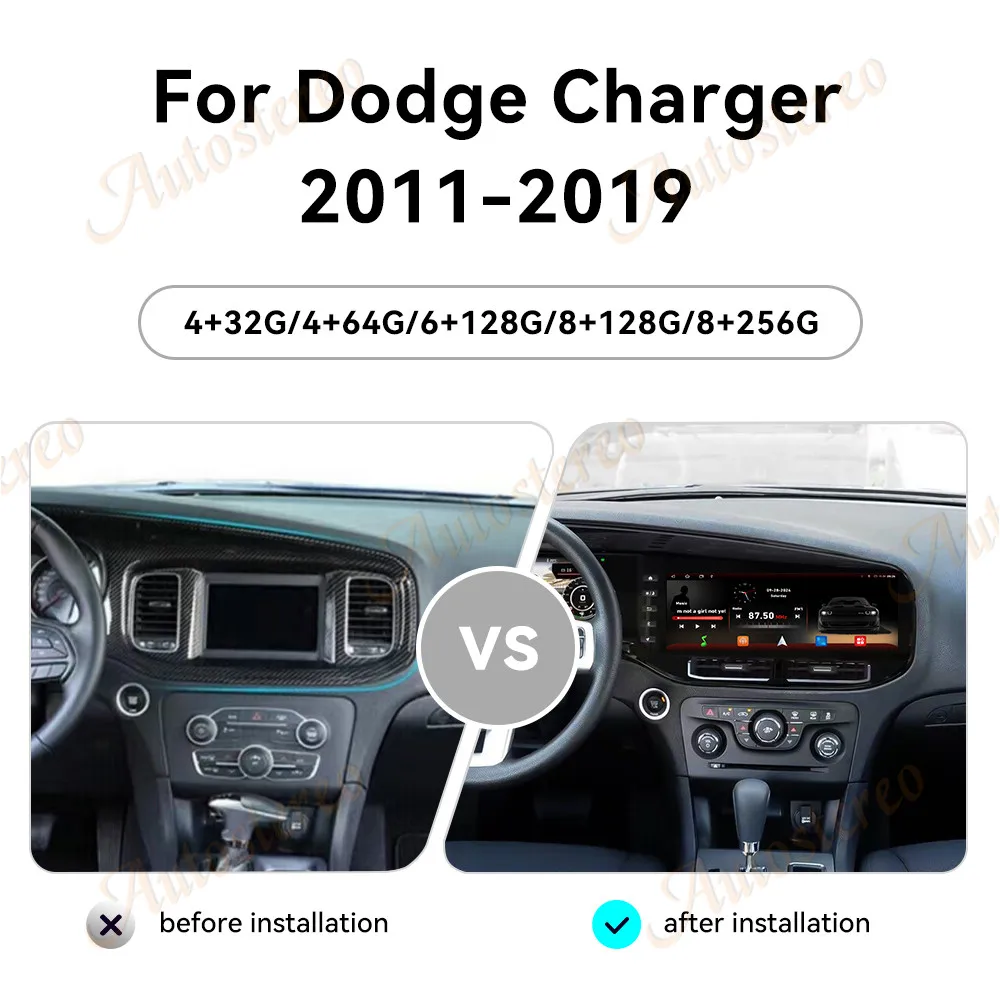12.3 Inch For Dodge Charger 2011-2019 Car Touch Screen Android 13 Stereo Radio Bluetooth5.0 Wireless GPS Navigation Accessories