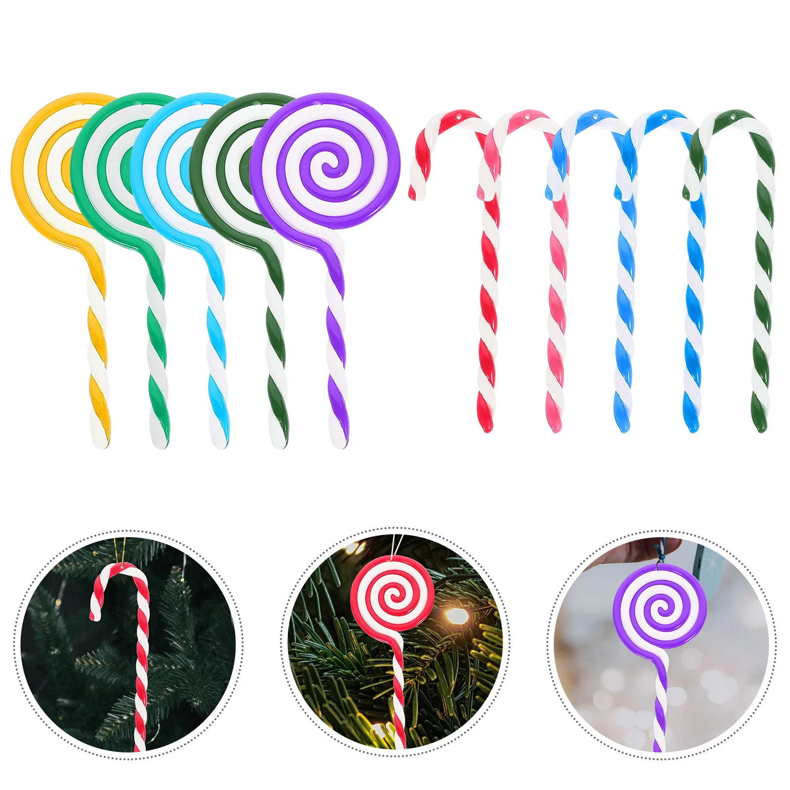 

20Pcs Christmas Candy Cane Pendants Hanging Lollipop Decorations Xmas Tree Ornaments Party Supplies Holiday Hanging Decor