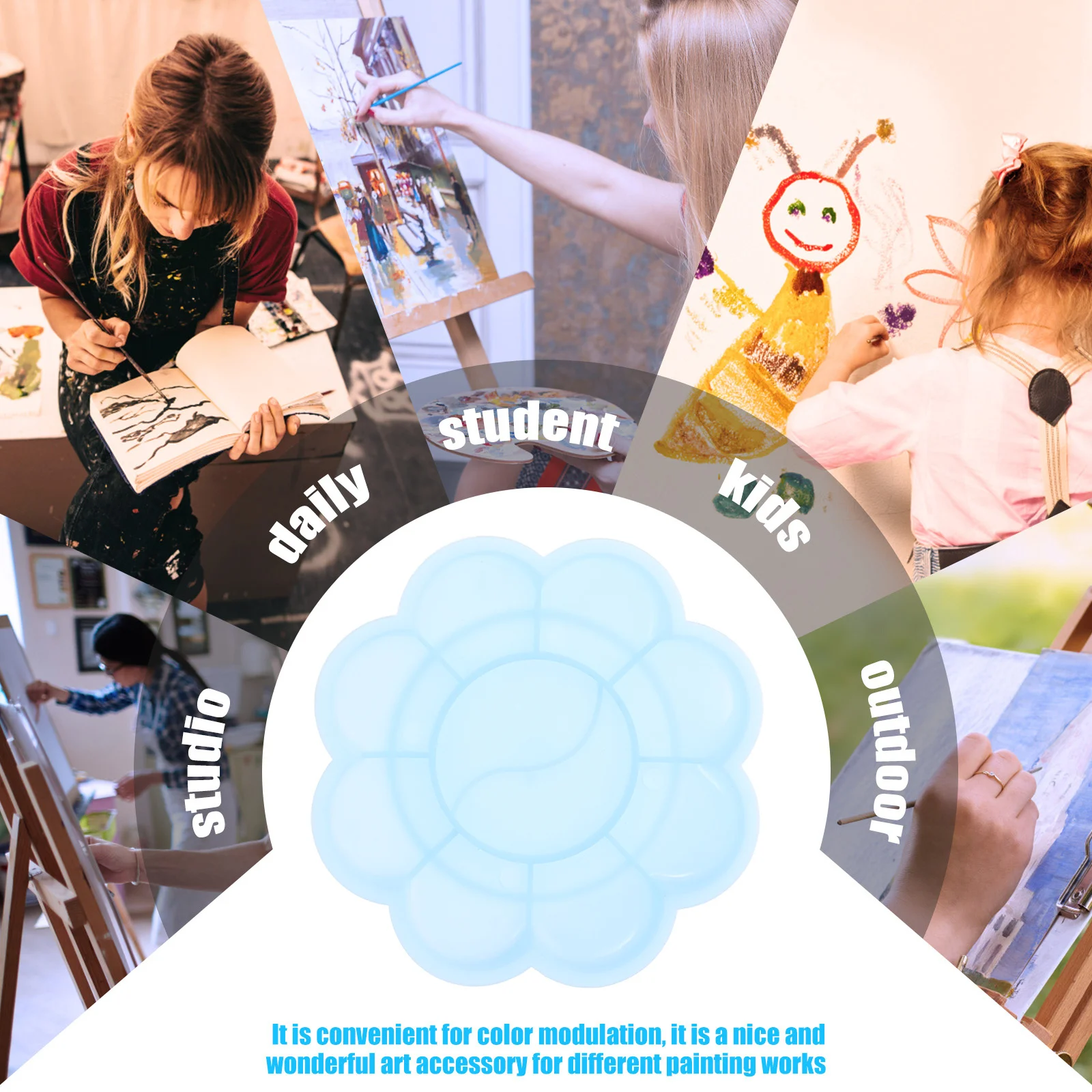 

100Pcs Color Mixing Board Calligraphy Pigment Tray Exquisite Craftsmanship Recyclable Flower Shaped Painting Trays