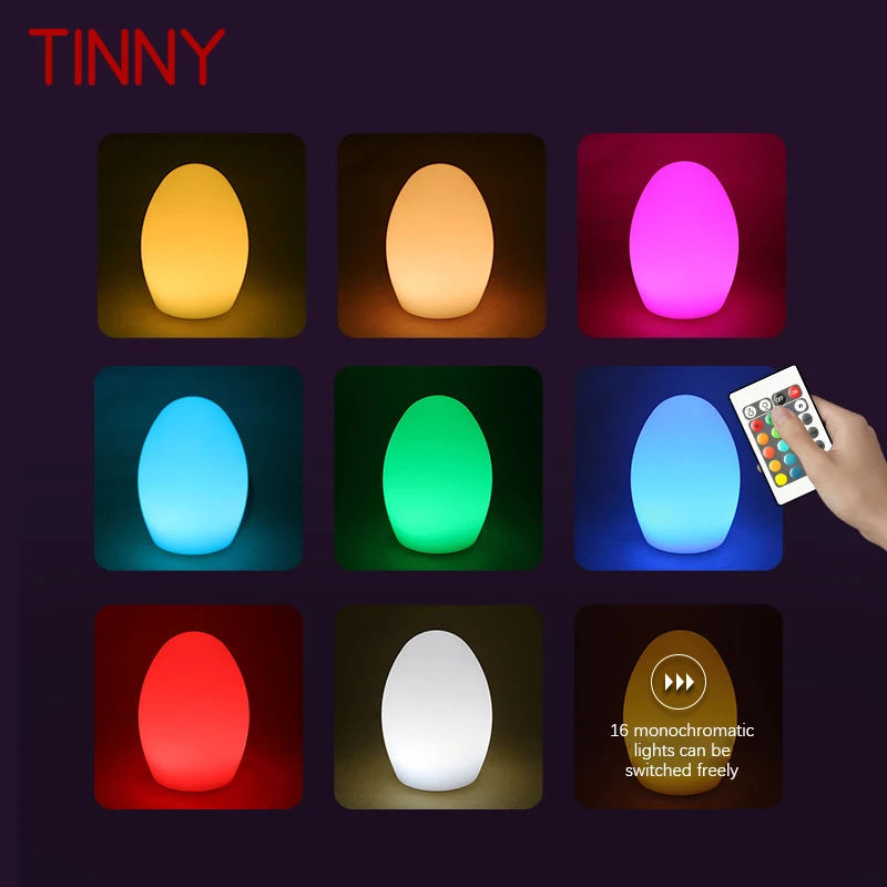 

Настольная лампа в виде яйца TINNY с USB-зарядкой и дистанционным управлением, 16 цветов