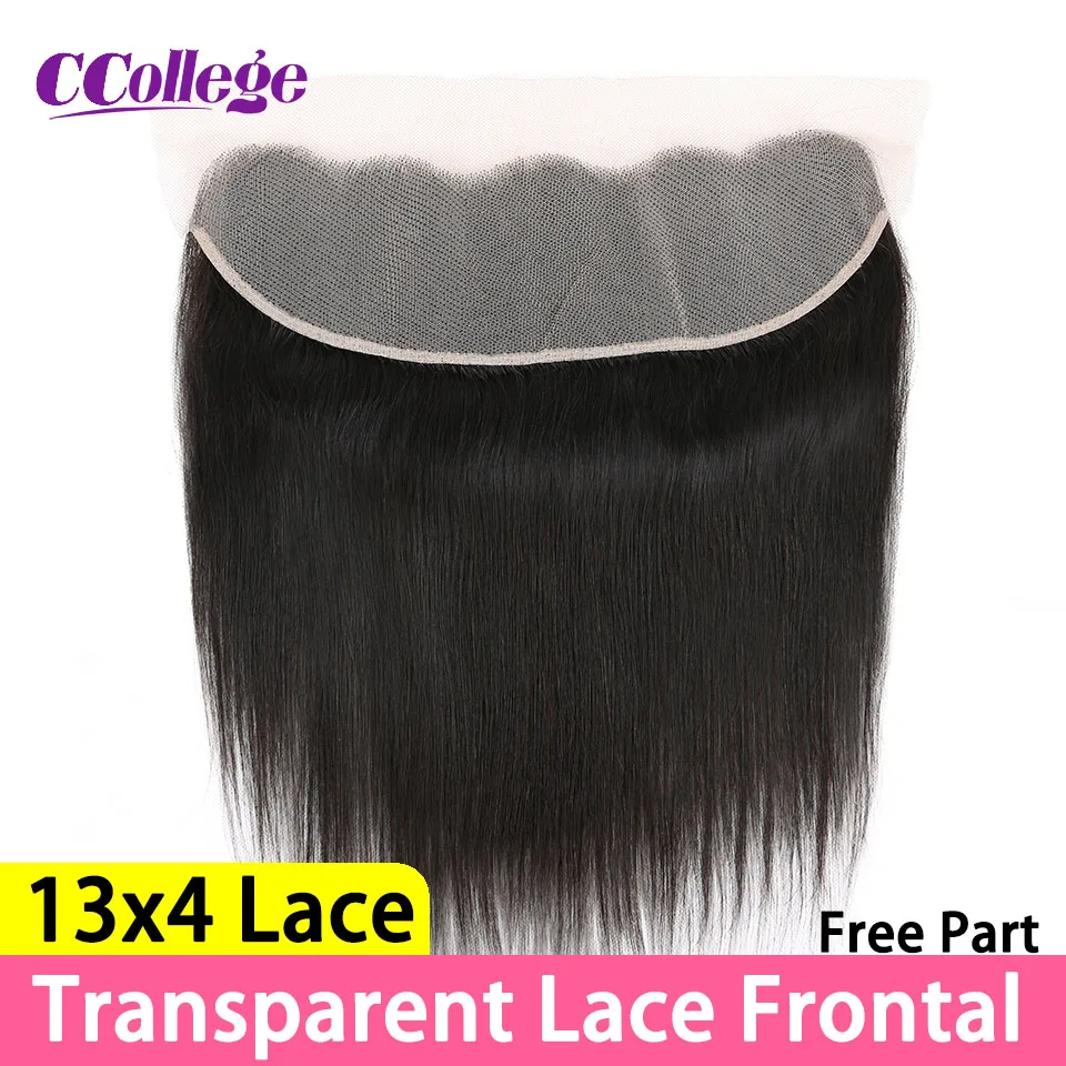 Straight Hair Transparent Lace Frontal Closure Only Natural Brazilian Human Hair Middle Part 4x4 Lace Closure 13x4 Lace Frontal