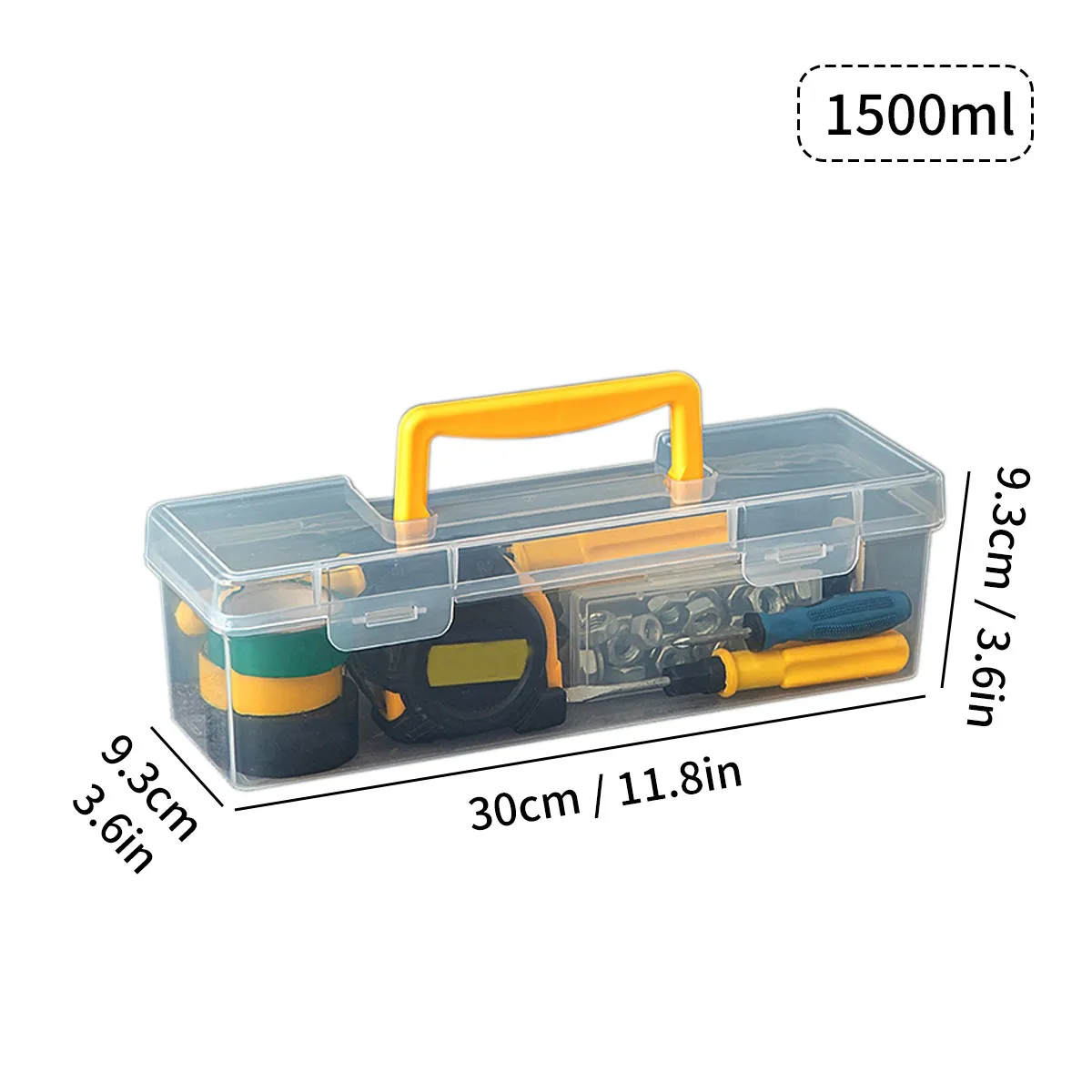 WORTHBUY Multifunctionele Tool Organizer Transparant Gereedschapsopbergdoos met handvat Gereedschap Stofdichte Opbergdoos Grote Capaciteit