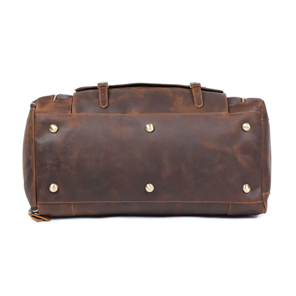 S.WORKER Luxuriöse Reisetasche aus Vollnarbigem Rindsleder im Vintage-Stil, Große Handgepäcktasche – Detail 10