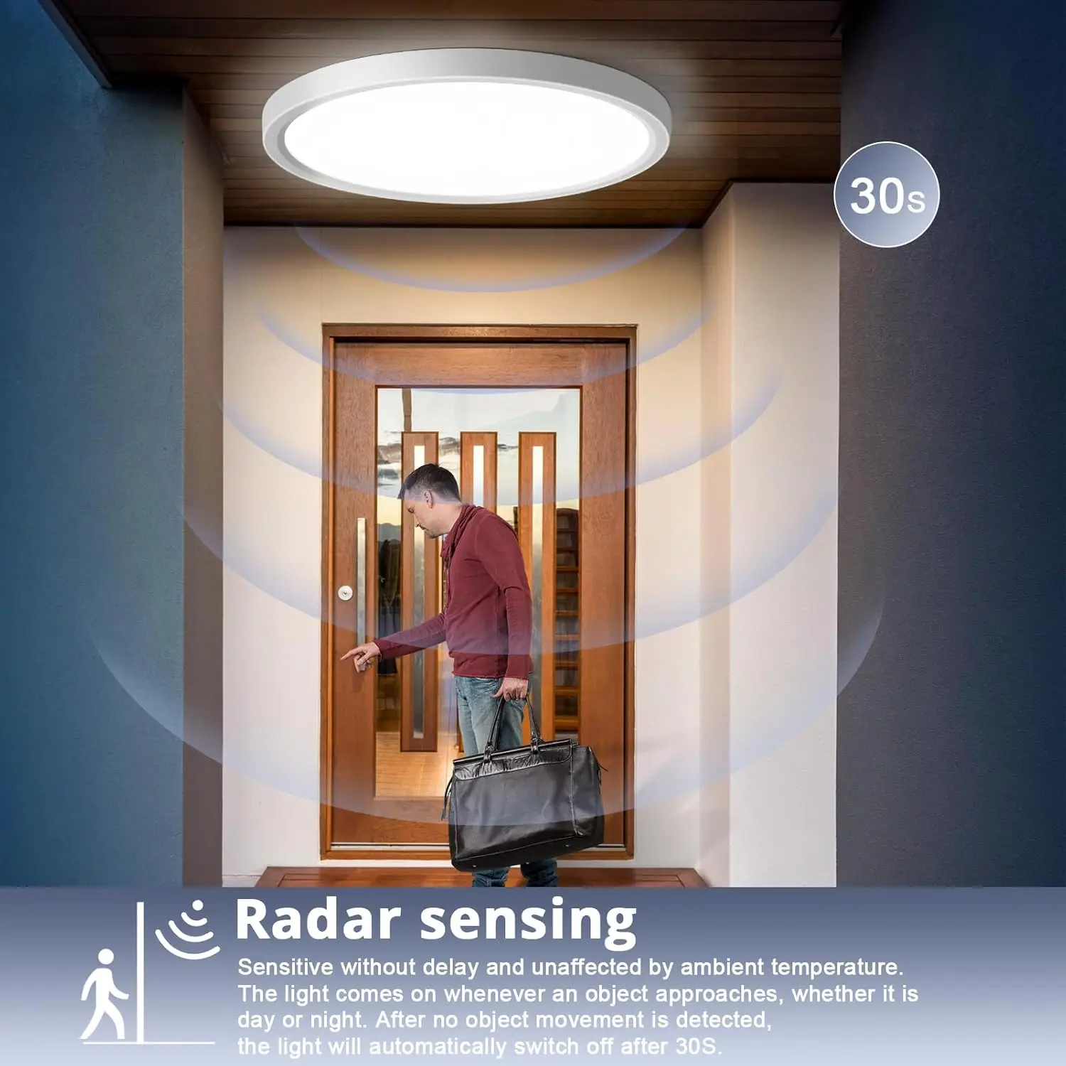 Obrázek 7: 18w LED strop lehký s hnutí senzor, 4000K, uitra plochý radiolokátor senzor strop lampa pro předsíň schody kuchyň balkon