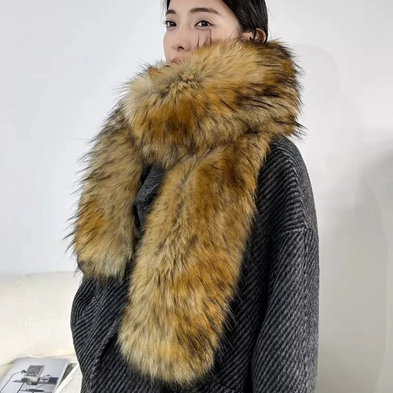 

Y2K Женский длинный шарф из искусственного лисьего меха Мужской зимний теплый утолщенный удлиненный шарф на шею с меховым воротником Платье Накидка Сексуальное вечернее платье Шали