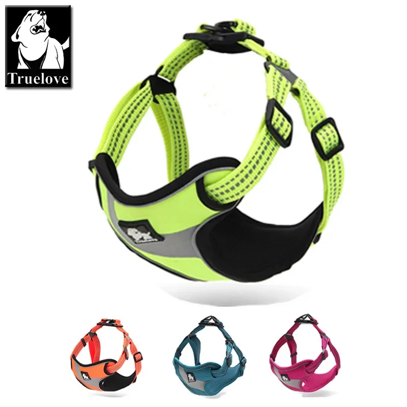 Truelove Adjustable Easy on Dog Pet harness Outdoor Adventure 3M Reflective Dog Halter Protective Nylon Walking Dog Harness Vest