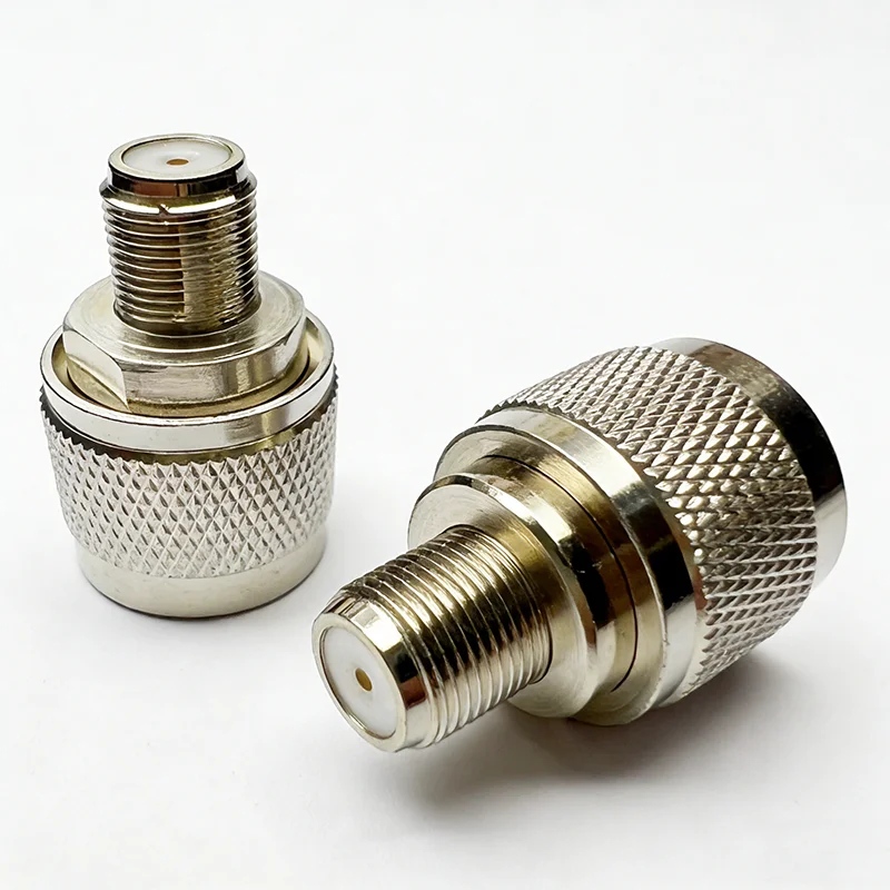 Brass N Male to F Female Adapter N-Type to F Type RF Coaxial Connector Nickle Plated 75 Ohm for TV Antenna Satellite
