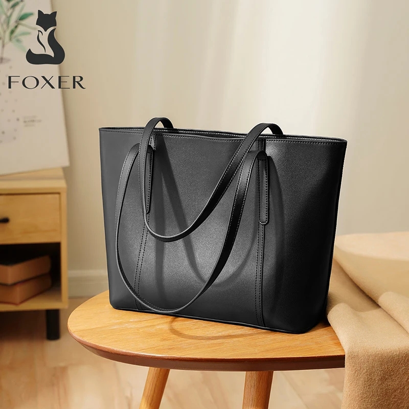 Imagem -06 - Bolsa de Couro Foxer-split para Mulheres Totes Commuter Grande Capacidade Bolsa Composta Versátil Bolsa de Escritório Moda Senhora