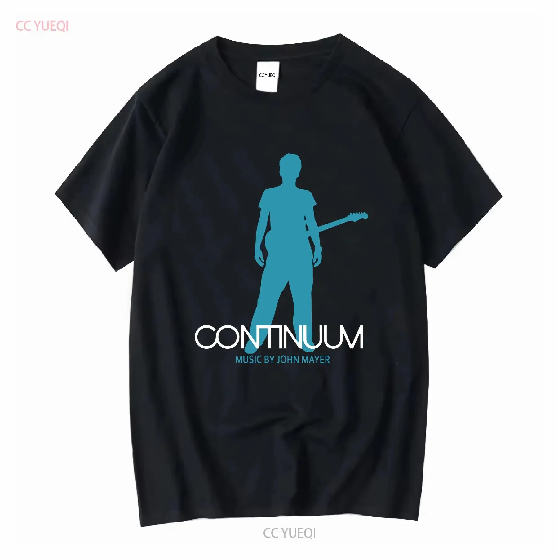 Camiseta negra azul marino con Logo de John Mayer Continuum para hombre, talla S 5XL, ropa de calle transpirable lavada vintage, ligeramente para hombre
