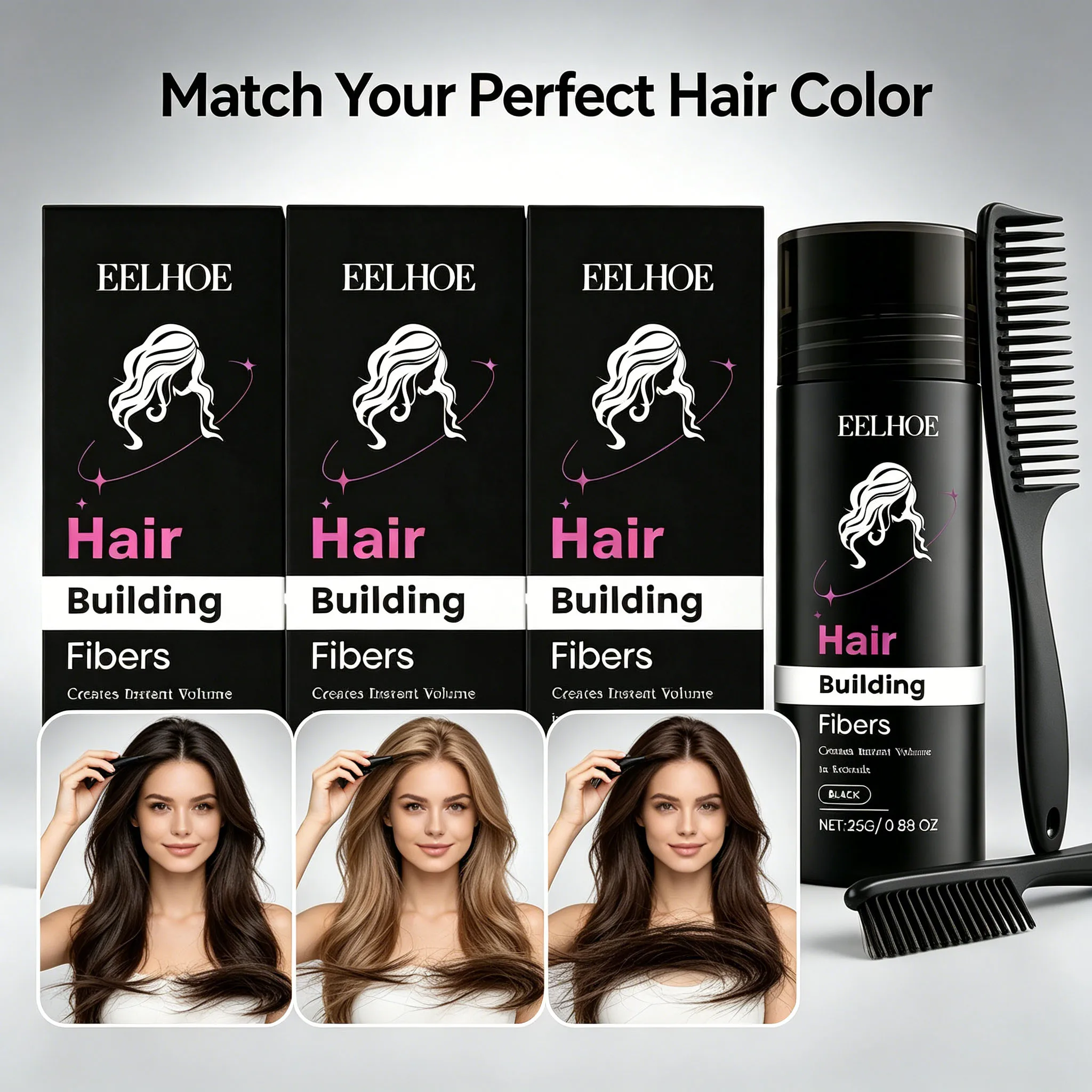 EELHOE Hair Fibers Powder Thickening Hair Hairline Filling Hair Shadow Hair Building Fiber Waterproof Styling Hair Volume Powder