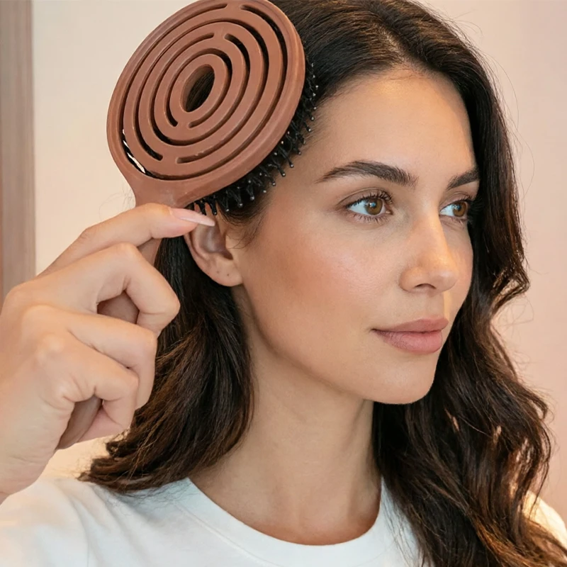 

Household Massage Fluffy Portable Styling Straightening Hollow Boar Bristle Comb Hairdressing Massage Comb